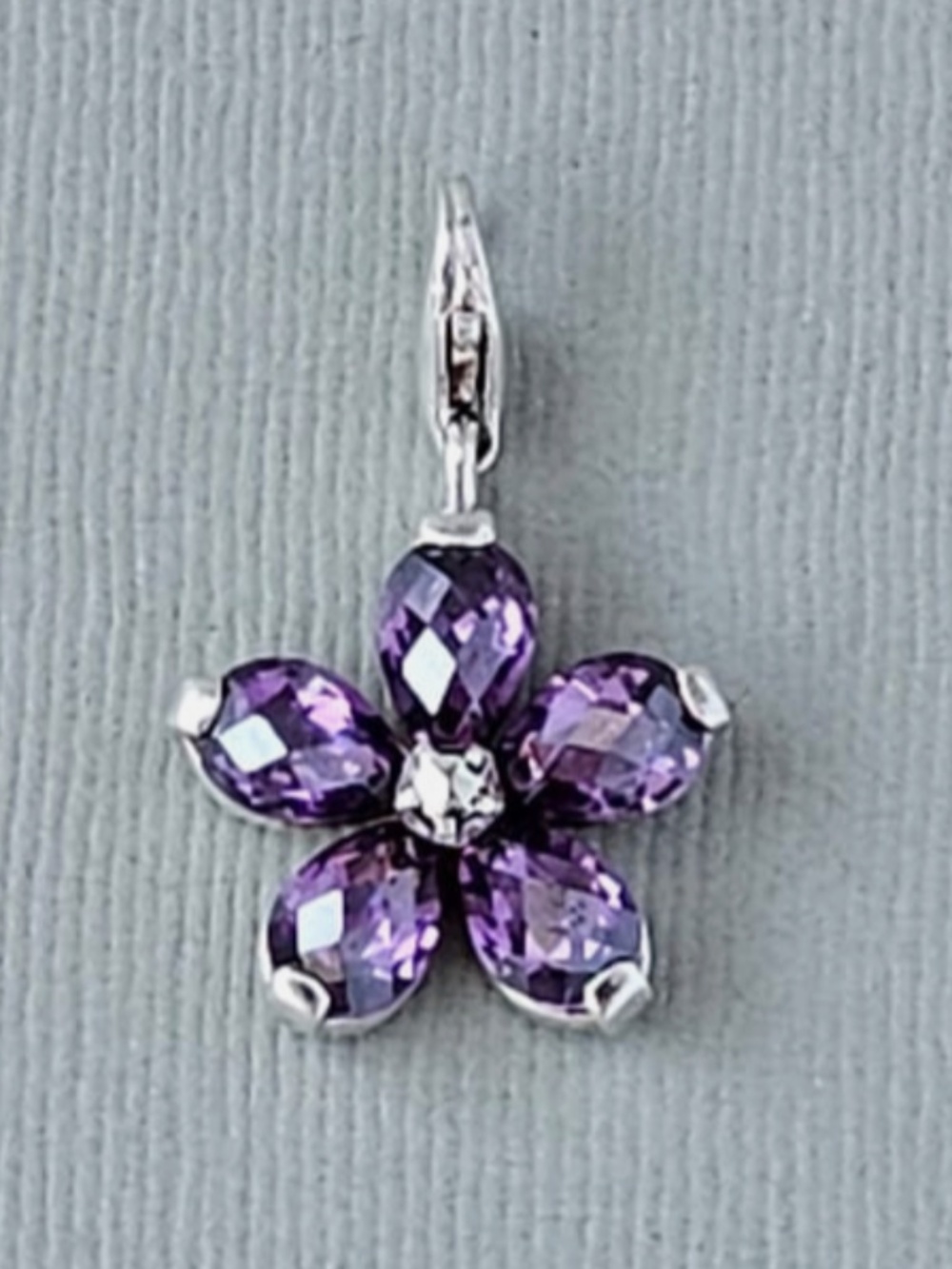 Thomas Sabo Silver purple Flower Charm